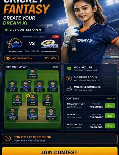 Come (Come Com) fantasy cricket & matchday visual 3